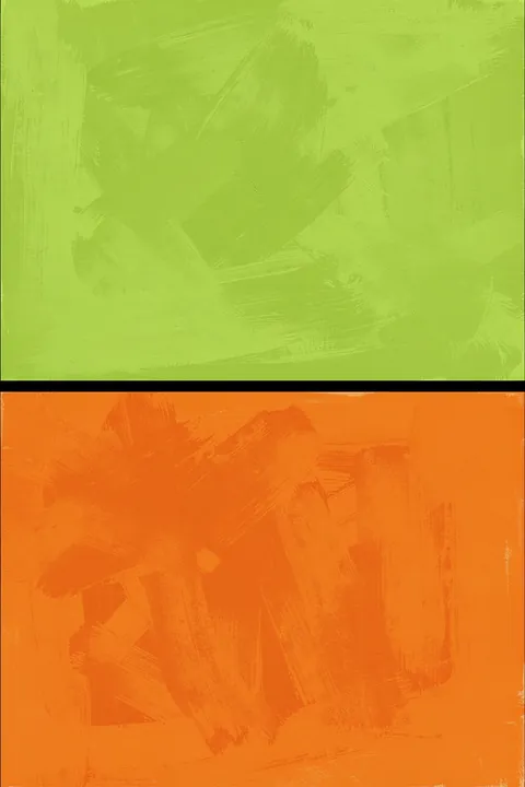 Vibrant Green Orange Blocks. Two textured horizontal blocks, lime green above orange, are separated by a narrow black band.