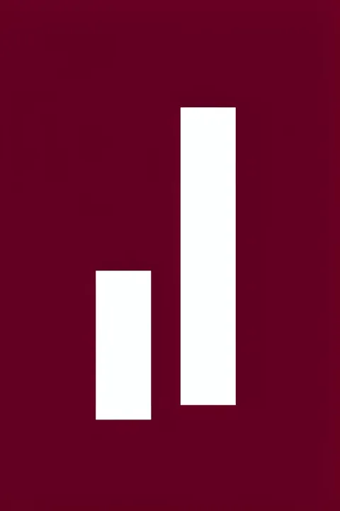 Maroon Abstract Lines. Two narrow white vertical rectangles of different heights stand on a solid dark burgundy field.