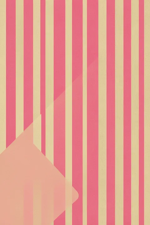 Happy Summer Stripes. Vertical coral-pink and cream stripes fill the background, partly covered by a large translucent peach angular curve at lower left.