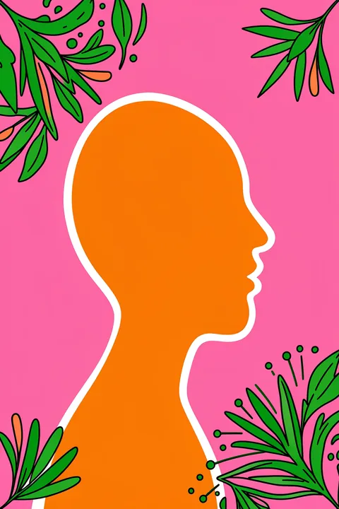 Create Your Jungle. An orange side-profile silhouette is framed by leafy green branches against vivid pink.