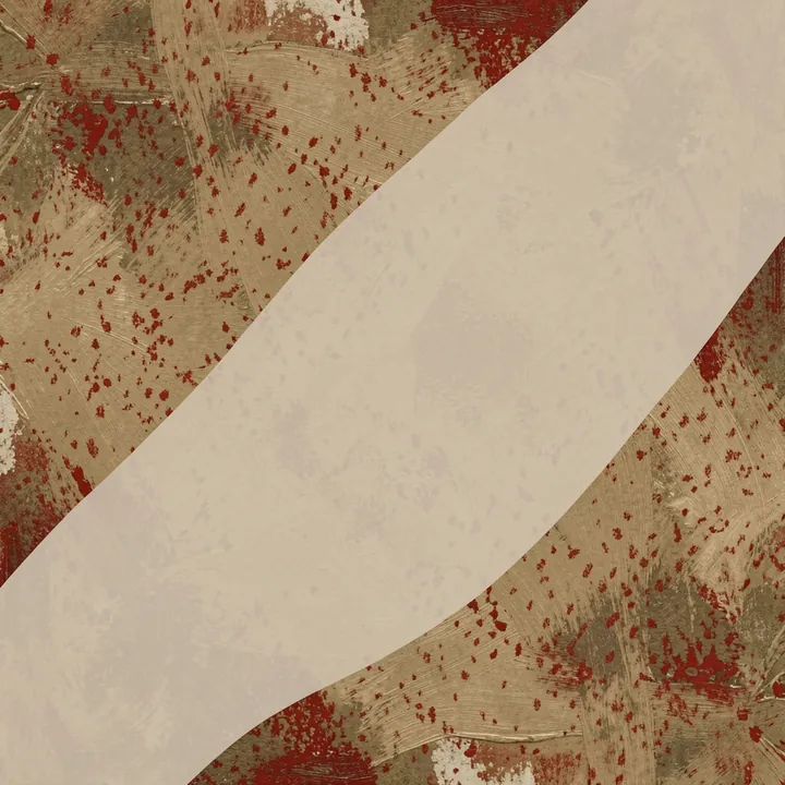 Textured Neutral Abstract. A wide pale diagonal band crosses a distressed taupe and rust-colored abstract field.