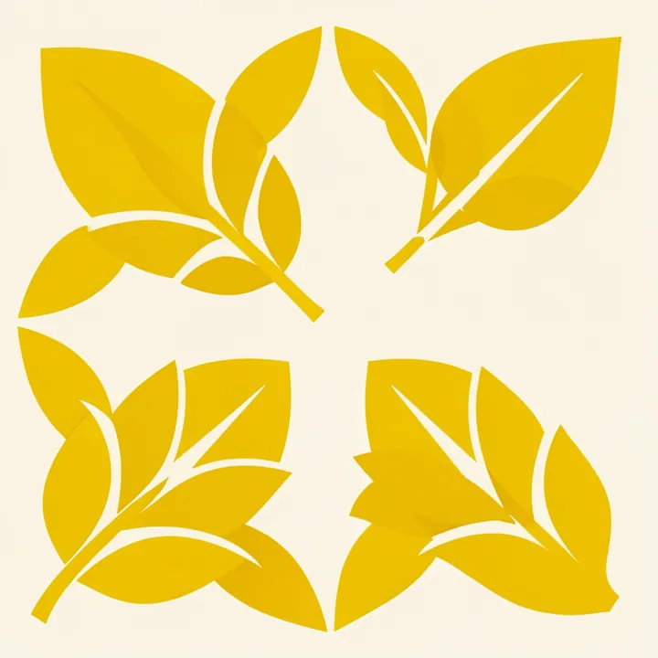 Mid Mod Vines. Large stylized golden-yellow leaf clusters spread across a pale cream ground.