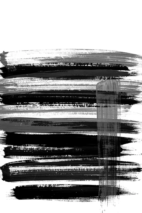 Monochrome Brushstrokes. Layered black, grey and white horizontal brushstrokes fill the lower part of a bright white composition.