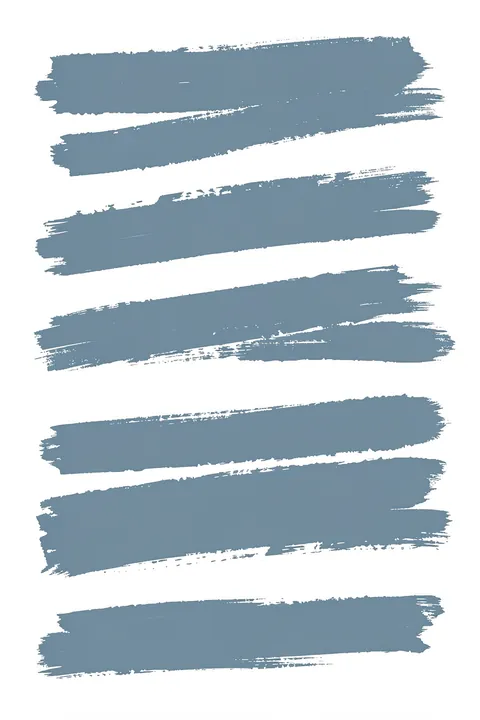 Abstract Blue Lines. Broad, rough-edged blue-grey brushstrokes run horizontally across a white background.