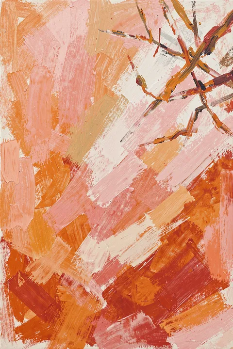 Blush Pink Vibrance. Overlapping painterly brushstrokes in blush pink, cream, peach and burnt orange fill the composition.