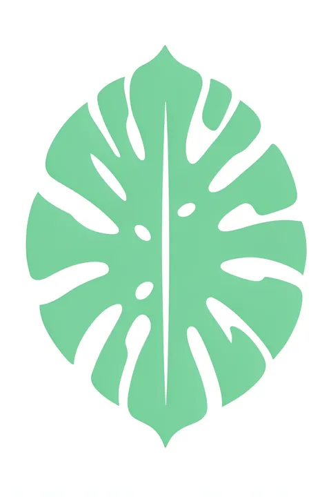 Sage Green Monstera Leaf. A large mint-green monstera leaf silhouette is centered on a plain white background.