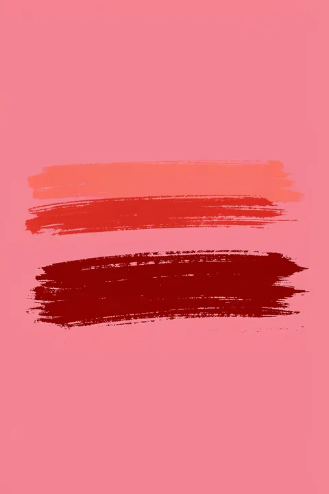Crimson Strokes. Three horizontal crimson and coral brushstrokes cross a vivid pink background.