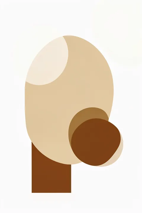 Neutral Organic Shapes. Soft-edged beige and brown organic forms overlap on a nearly white background.