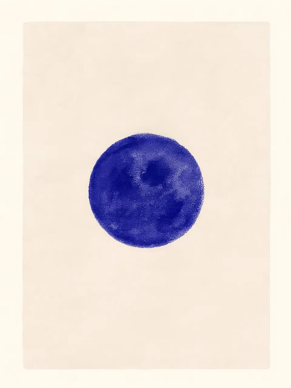Onlly poster, Blue Circle on Ivory: A single rich-blue circle is centred on a softly textured cream field.