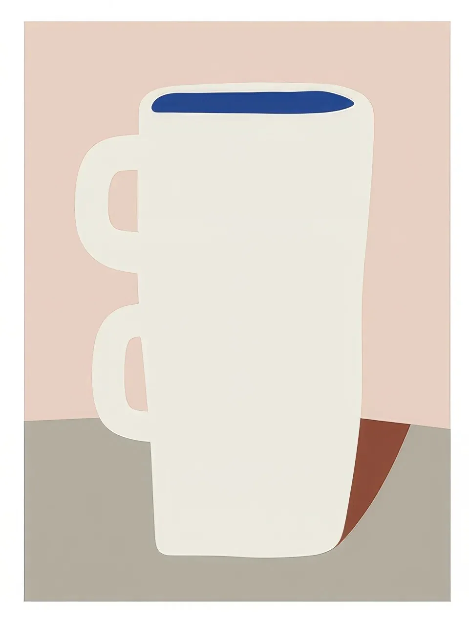 Onlly poster, White Cup Study: An oversized white cup is reduced to a few soft shapes on a pale blush ground.