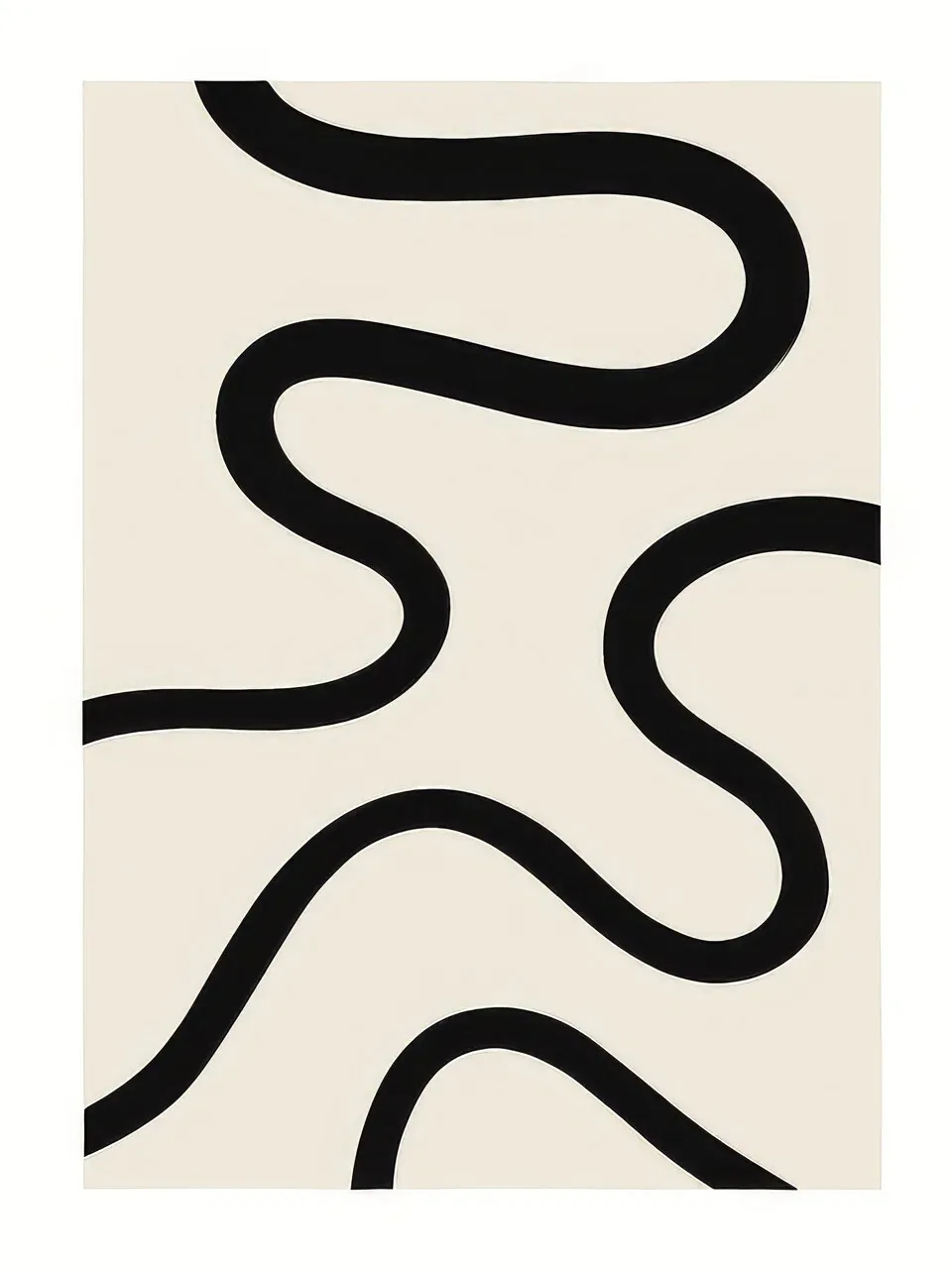 Onlly poster, Loose Black Contour: A single dark, wandering contour creates an irregular abstract shape on ivory.