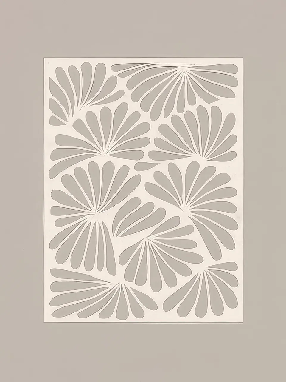 Onlly poster, Repeating Floral Medallions: A field of delicate pale floral shapes forms an orderly all-over pattern.