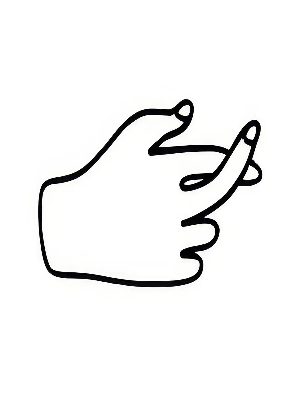 Onlly poster, Hand Gesture in Black Outline: A simple outlined hand makes a clear gesture on a pale field.