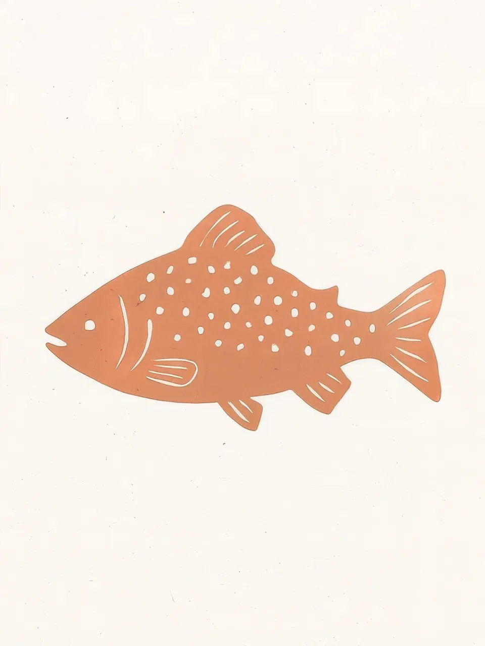 Onlly poster, Small Orange Fish: A single orange fish with fine pale markings faces left on a cream ground.