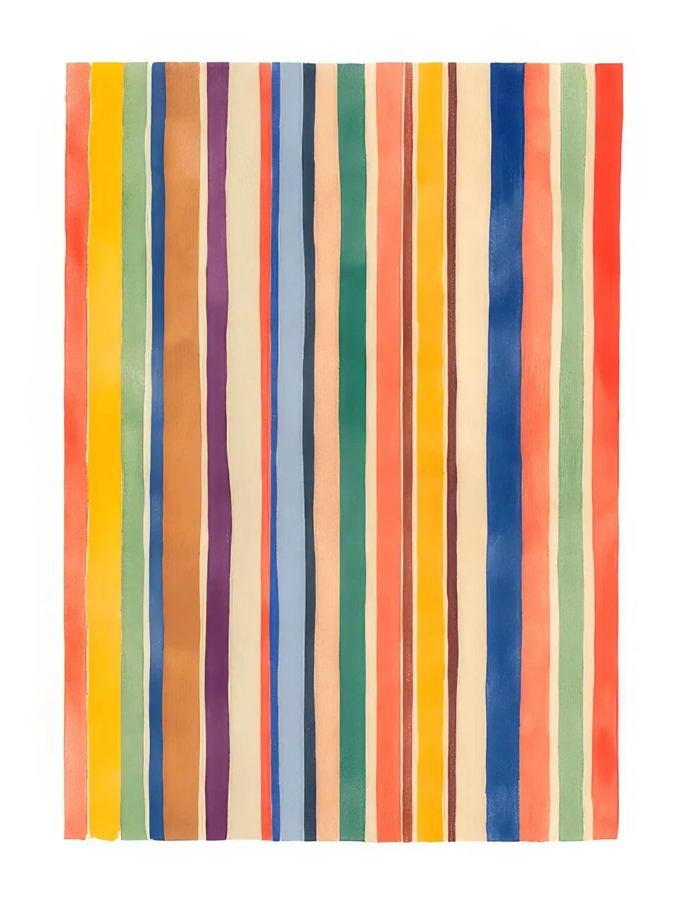 Onlly poster, Colourful Vertical Stripes: Narrow multicolour bands run vertically across the full composition.
