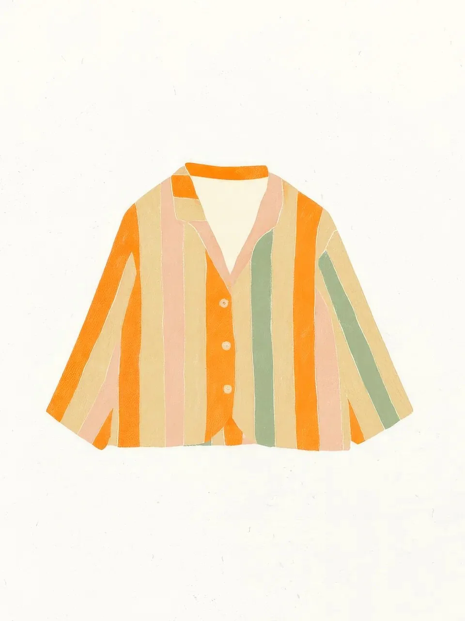 Onlly poster, Orange Striped Shirt: A simple shirt with bold orange and cream stripes is isolated on pale background.