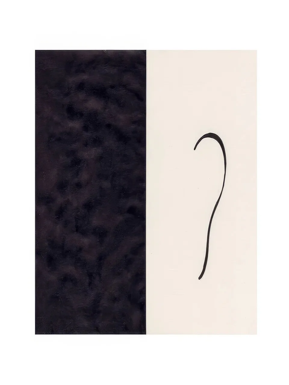 Onlly poster, Dark Shapes on a Pale Panel: A narrow charcoal panel and pale geometric forms make a restrained vertical study.
