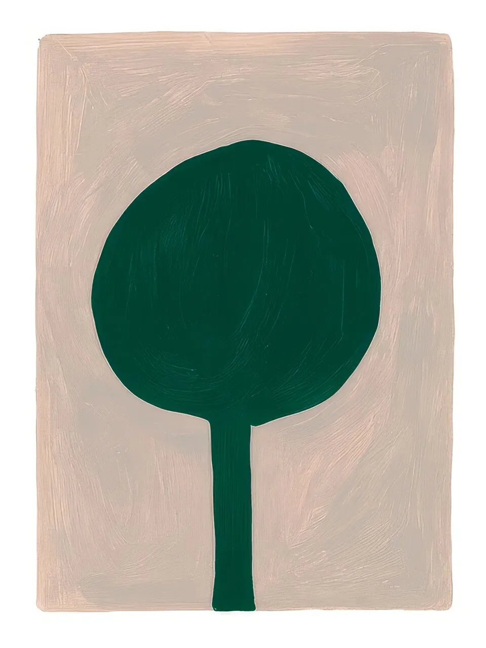 Onlly poster, Green Circle on Rose: A single dark green circle sits on pink within a pale border.
