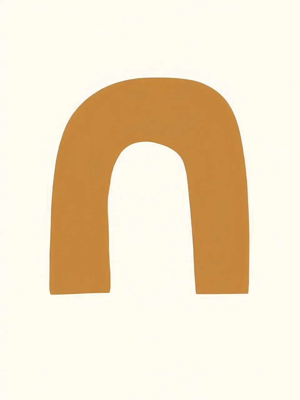 Onlly poster, Ochre Arch Shape: A simple rounded ochre arch is centred on pale cream.