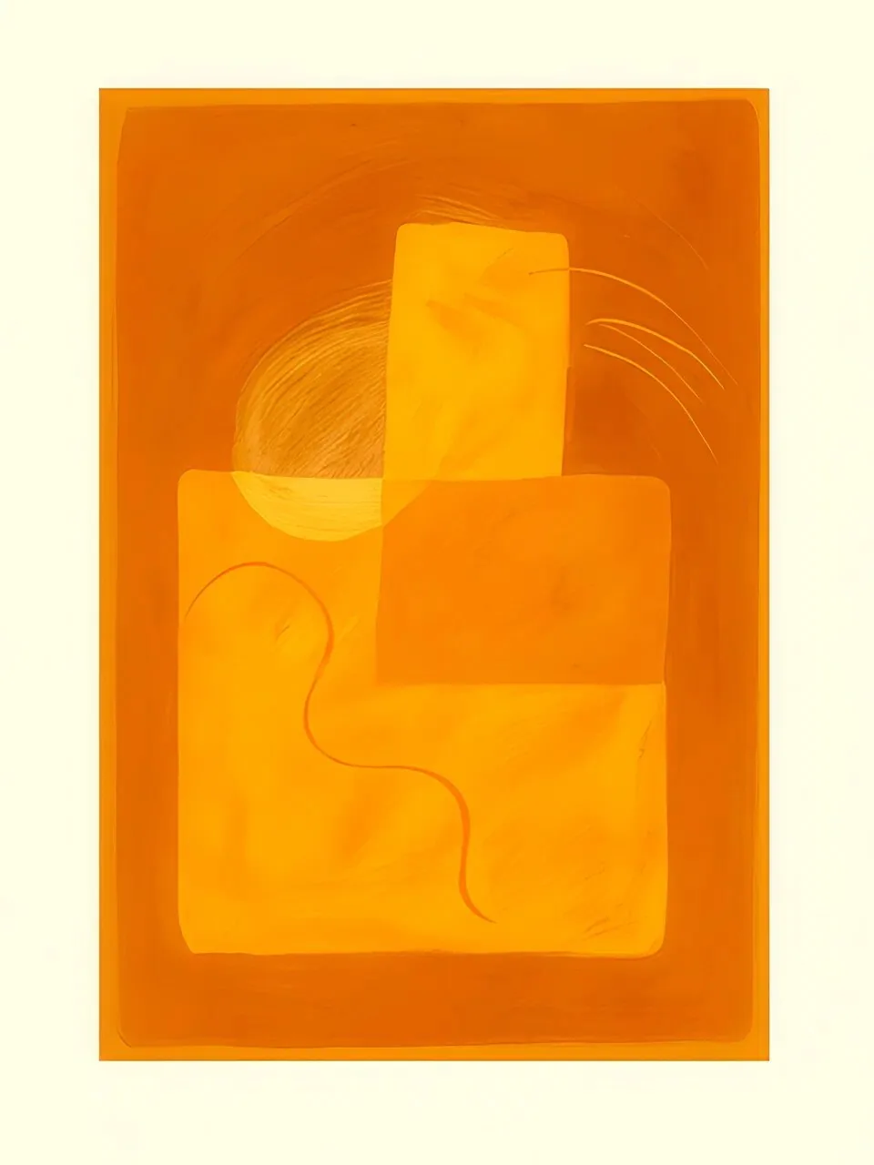 Onlly poster, Orange Abstract Layers: Warm orange and golden blocks create a subtle layered geometric composition.