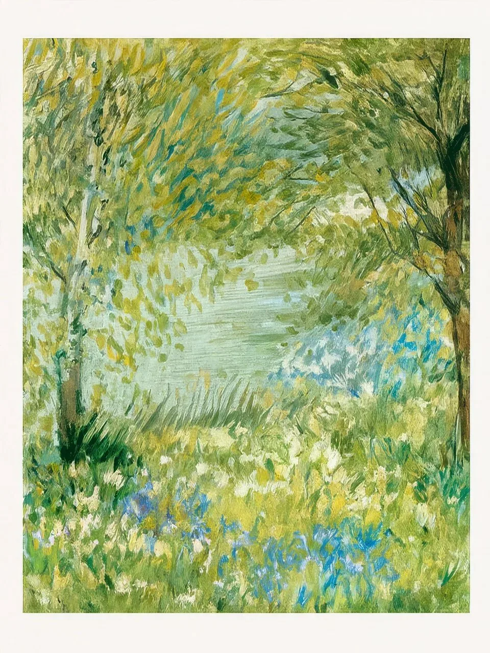 Onlly poster, Sunlit Green Garden: Impressionistic strokes of green, yellow and violet suggest a sunlit garden.