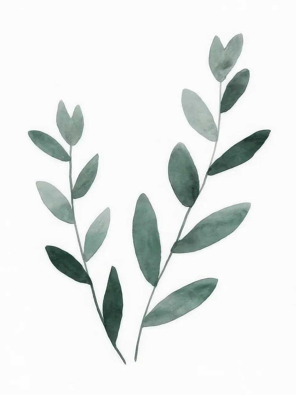 Onlly poster, Olive Branch on Cream: A fine grey-green branch with small leaves is centred on a warm pale ground.