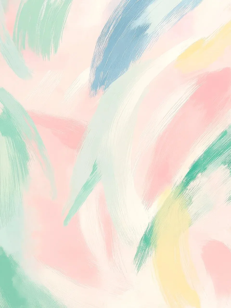 Onlly poster, Soft Abstract Brush Strokes: Loose pink, mint, yellow and cream strokes blend across the composition.