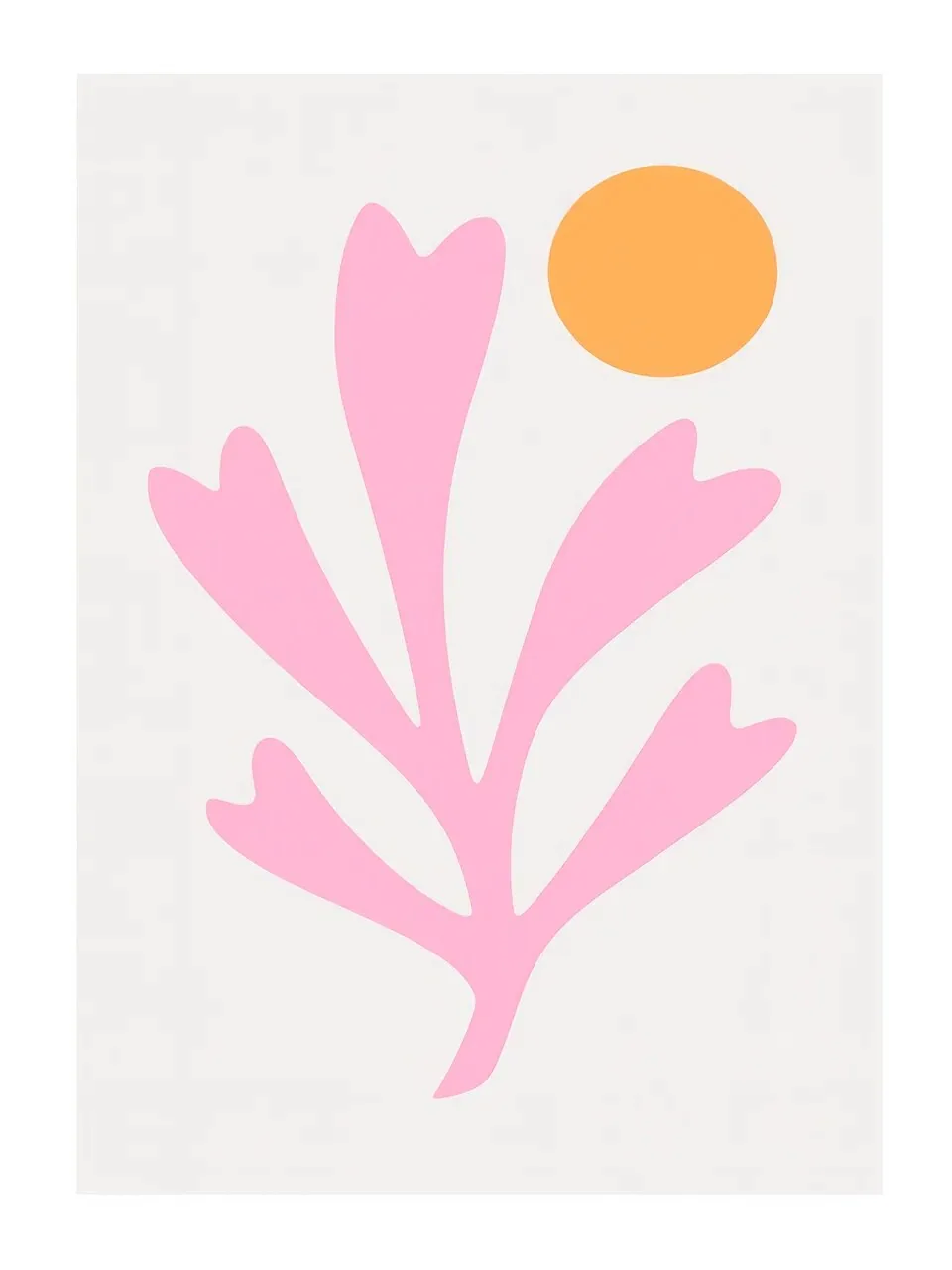 Onlly poster, Pink Branch Silhouette: A single pale pink botanical form spreads across a light background.