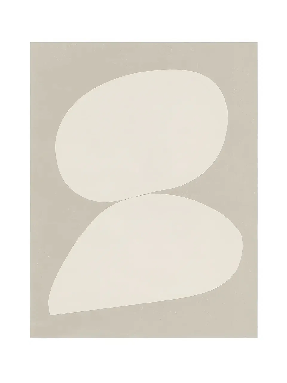 Onlly poster, Two Pale Leaf Forms: Two large light abstract leaf or petal shapes overlap on warm taupe.
