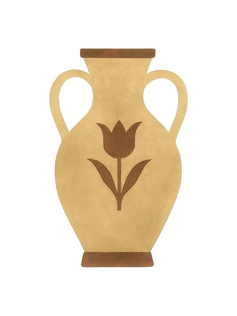 Onlly poster, Ochre Vase with a Tulip: A decorative golden vase bears a small tulip motif on a pale ground.